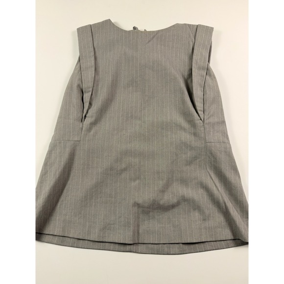 Banana Republic Tops - Banana Republic Womens Grey Pinstripe Sleeveless Tie Neck Keyhole Work Top Small